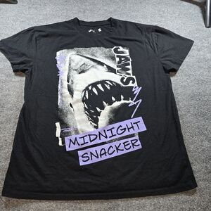 Jaws Black Tshirt with Purple Graphic Sz L